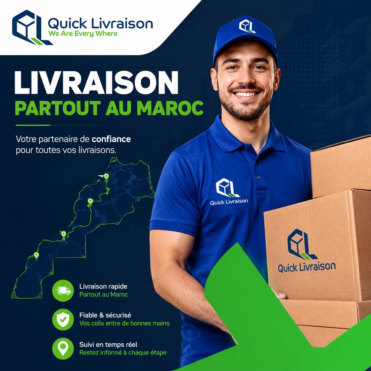 Meilleur service de livraison à domicile au Maroc par Quick Livraison